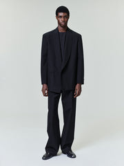 Double-Breasted Wool Poplin Shawl Collar Jacket